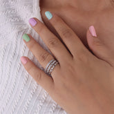 Zirconia Double Line Index Finger Ring Love Partnership Rings